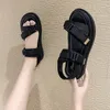 Сандалии летняя обувь женщина плоская платформа, женщины, не повседневно открытые блюда, пляжные сандаловые джинсовые ткани Удобные сандалии 230503