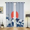 Gordijn Rode Zon Golven Retro Zephyr raamgordijnen voor slaapkamer woonkamer decoratie moderne keuken el drapes