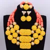 Necklace Earrings Set 2023 Classic Nigerian Jewelry Orange Beads And Natural Coral Africa Dubai Wedding