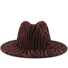 Cappelli larghi 2023 Vendi una coppia europea americana all'ingrosso di alta qualità Jazz Panama zebra Stampa di lana Fedora Cappello con Fedora con