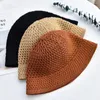 Szerokie brzegowe czapki ręcznie robione szydełkowe miękkie topowe lato dla kobiet pusta dzianina kopuła kubełka kapelusz składane czapki plażowe 2023 Słońce