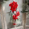 Flores decorativas Christmas Wreath Ornamentos Decoração de cor vermelha simulação artificial de flores neve para necessidades diárias