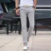 Calça masculina moda de verão corea slim fit linen algodão fino negócios calças de negócios masculinos casuais