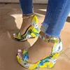 Sandales Sexy Girls Summer Design Party Femmes Chaussures Talons Hauts Boucle Cheville Strap Fleurs Open Toe 230503