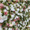 Ghirlande di fiori decorativi Pannelli murali di fiori artificiali Rosa rosa Ortensie bianche e Gypsophila verde finta con evento Gy857 D Dhnyo