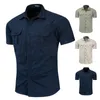 Camisas casuais masculinas camisa masculina camisa casual camisa de negócios curta Camas de carga militar de alta qualidade Camisetas de algodão trabalham com roupas masculinas 230504