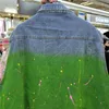 Damesvesten Multicolour diamanten damesvest 2023 mode veer bovenkleding zware hand geschilderde pailletten beading denim jas street stijl