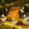 Solar Outdoor Lights With Dandelions Three-headed Dandelion LED Garden Decor For Outside Decorative Lamp Ground Plug Light Lawn