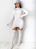 Повседневные платья Habbris Fall Sexy Solid Bodycon Mini Club наряды для женщин 2023 с длинным рукавом o Neck Short Dress Fashion Clothing