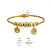 Bracciale Greatera in acciaio inossidabile rotondo albero della vita braccialetti con ciondoli braccialetti per le donne gioielli impermeabili in metallo color oro 2023