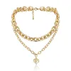 Цепочки модные персиковое сердце подвесное ожерелье Женское многослойное толстое цепь Майами любовь