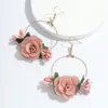 Dangle Earrings Dvacaman 2023 Trendy Simple Long Fabric Flower Drop For Women Girls Boho Colorful Rose Cute Jewelry