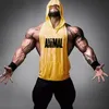 Mens tanktops Brand Gym Kleding Fitness Men Katoentop met bodybuilding Stringers met capuchon Singlet mouwloos shirt 230504