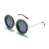 Lunettes de soleil diamant femmes Designer rétro rond lunettes de soleil dames nuances en gros en vrac Oculos