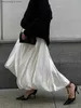 Two Piece Dress 2023 Spring Summer Women Satin High Waist A-line Drape Skirt Fashion Elegant Solid Color Zipper Simple French Tutu Skirts T230504