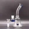 Mini kleurrijke glazen water bong waterpijp 6 inch met banden perc vrouwelijk 14 mm rookpijpen