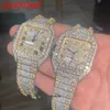 Polshorloges luxe Custom Bling Iced Out -horloges wit goud vergulde Moiss Anite Diamond Watchess 5A Hoge kwaliteit Replicatie Mechanische 36JO GNH45