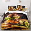 Sängkläder sätter pizza täcke burger hund pommes frites mikrofiber dessert västerländsk mat quilt snabb temat dekor barn vuxna