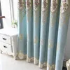 Tenda Tende di lusso europee Tende ricamate con fiori blu Finestra di alta qualità per soggiorno Camera da letto Decorazioni per la casa Cortinas