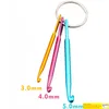 Partihandel 3PCSSet 3mm 4mm 5mm Keychain Hooks DIY Multicolour Crafts Sticking Needles Mini Aluminium Crochet Hook