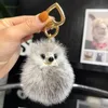 Söt riktig äkta Mink Fur Keychain pälsboll Pompom Bag Charm Purse Car Phone Pendant Kids Toys