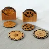 Tafelmatten kussens Lotus Round Wood Coasters Cup Mat Tea Coffee Mug Dranken Holder houten niet-slip delicatemats matsmats