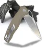 1Pcs A1961 Flipper Folding Knife D2 Satin Drop Point Blade Sand G10 with Stainless Steel Sheet Handle Outdoor Ball Bearing Fast Open EDC Pocket Knives