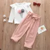 Kledingsets Melario Kid Baby Girl Outfit Set Ice Cream Fly Sleeve White T-Shirt Tops Lange broek 2 stks Sets Kinderkleding 3-8y kleding 230505