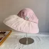 Brede rand hoeden vlinder decor mesh elegante lege cap dames opvouwbare zonnebrandcrème zon hoed roze paarse witte zomerbonnetten voor vrouwen