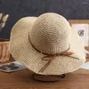 Wide Brim Hats Sweet Lady Sun Hat Lightweight Strap Decor Portable Summer Holiday Women Beach Cap Straw Anti-UV