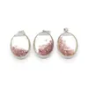 Pendant Necklaces Clear Glass Oval 32x45mm Pink Gravel Charm Creative Craft DIY Necklace Earrings Fashion Jewelry Boutique Accessories