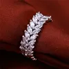 Wedding Rings Luxury Female White Leaf Crystal Jewelry Rose Gold Silver Color Engagement Ring Charm Bride Zircon Wedding For Women 230505