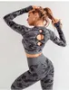 Yoga Outfit Women Gym Sportswear Yoga Set Female Fitness Seamless Leggings Camouflage Workout Yoga Outfits Long Sleeve Tracksuits P230505