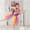 Girl'S Dresses Siwa Tutu Dress With Hair Bow Rainbow Girls Princess Kids Holiday Birthday Party Costume Gifts G1215 Drop Delivery Ba Dhtop