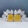 Boucles d'oreilles Huitan luxe princesse carré jaune CZ pour femmes accessoires lumineux belle femme fête bijoux de mode