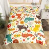 Ensembles de literie Ensemble de housse de couette Animal de bande dessinée Botanique Papillon Fleur Feuilles Couette Woodland Quilt