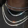 Bella catena personalizzata in argento sterling placcato oro con Vvs Moissanite Diamond Vendita calda Catena a maglie da tennis per regalo di gioielli