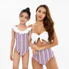 Bikini da bagno per bambini genitore One pezzi per bambini a strisce madre e figlia costumi da bagno all'ingrosso