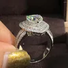 Кластерные кольца 18K AU750 White Gold Women Ring Кольцо с бриллиантами Moissanite 1 2 3 4 5 Сердечные круги роскошная свадебная вечеринка годовщина помолвки
