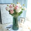 Fleurs décoratives 60cm, Simulation de fleur de pivoine, Bouquet de roses, décoration de sol de salon de maison, ornement en fausse soie séchée