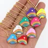Chaînes 8 couleurs de bonbons colorés choix bohême coeur pendentif à breloques pour femmes Vintage chaîne collier gouttes d'huile bijoux cadeau