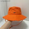 Chapeaux de seau pour femmes Summer Bords crus Canvas Circonférence du chapeau à cordon 56-58cmsr0i