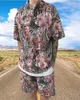 Mäns spårdräkter Summer Hawaiian Men passar blommor 3D -tryck Polo -skjortor och shorts 2 -stycken uppsättningar Casual Sports Beach Short Sleeved Shirt Suits Male 230504