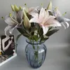 Decorative Flowers 2Heads One Flower Bud 3D Printing Lily Branch Real Looking Artificial For Home Wedding Decoration Garden Decor