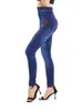 Kvinnors leggings visnxgi vårröda blommor tryck kvinnor hög midja jegings mjuka avslappnade falska jeans plus storlek stretchy denim byxor