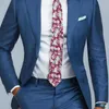 Мужские костюмы Blazers Blue Formal Men Suits Suts Slim Fit с заемным лацканом 2 куска свадебного смокинга для жениха мужского модного костюма с брюками 230505