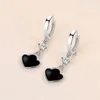 Brincos de aro Kofsac Coração preto de alta qualidade para mulheres Trendy 925 Sterling Silver Party Jewelry Zircon Spade Brincho