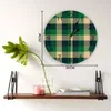 Horloges murales Plaid vert Texture horloge moderne pour salon autocollants décor à la maison salle à manger numérique