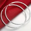 Çember Küpe Yüksek Kaliteli Moda 925 STERLING Gümüş Basit Scrub 3,5cm/5.0cm Kadınlar için Düğün Engagemen Takı