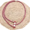 Kedjor Luxury Pendant Necklace For Women Goth Accessories Handgjorda gummikedja Pearl Choker Designer smycken pärlstav skiktad